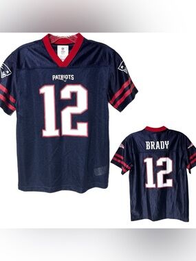 Tom Brady New England Patriots Jersey Youth Large NFL Team Apparel Blue